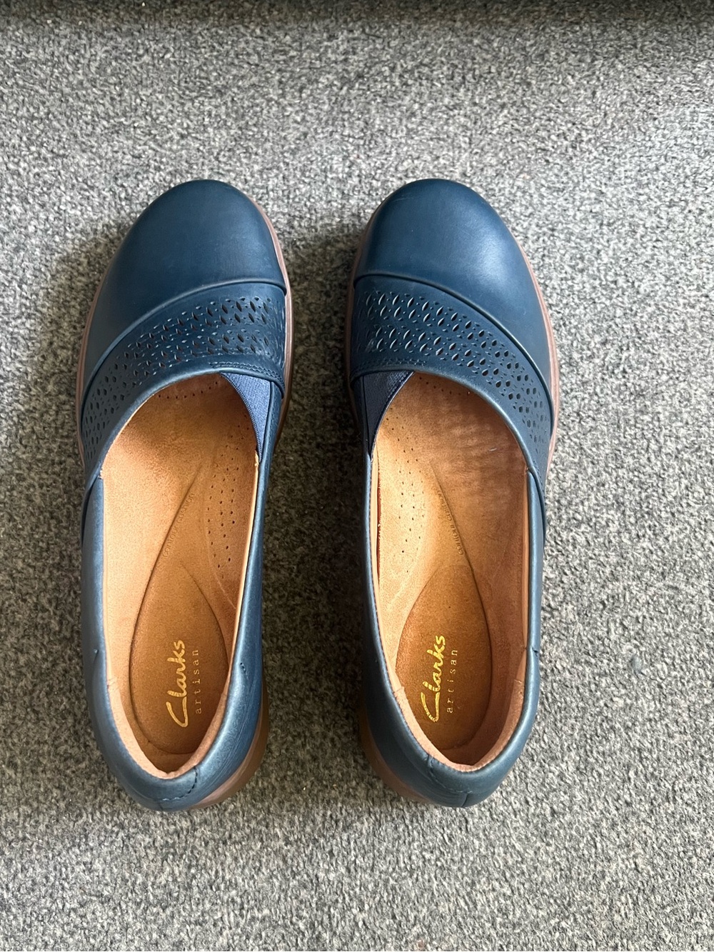Clarks Certina Edge Leather Women's Navy Slip-On Loafers - Picture 11 of 14